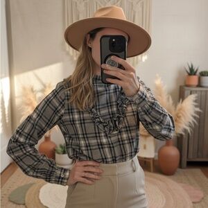 ASOS Black and Gray Plaid Button Down Shirt